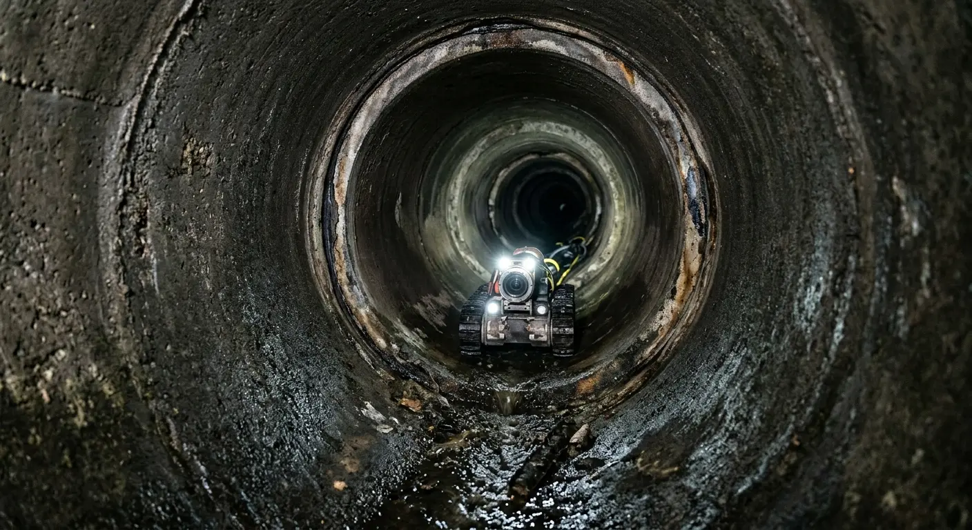 Robotic sewer camera inspecting pipe interior for Sewer Line Repair in Andrews